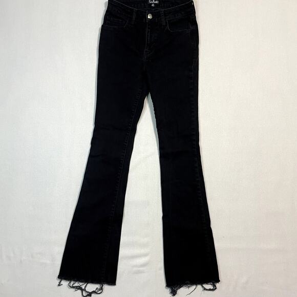 Lulus Black High Rise Raw Hem Flare Jeans - Size 25 - Picture 3 of 10